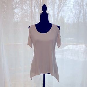 White cold shoulder blouse